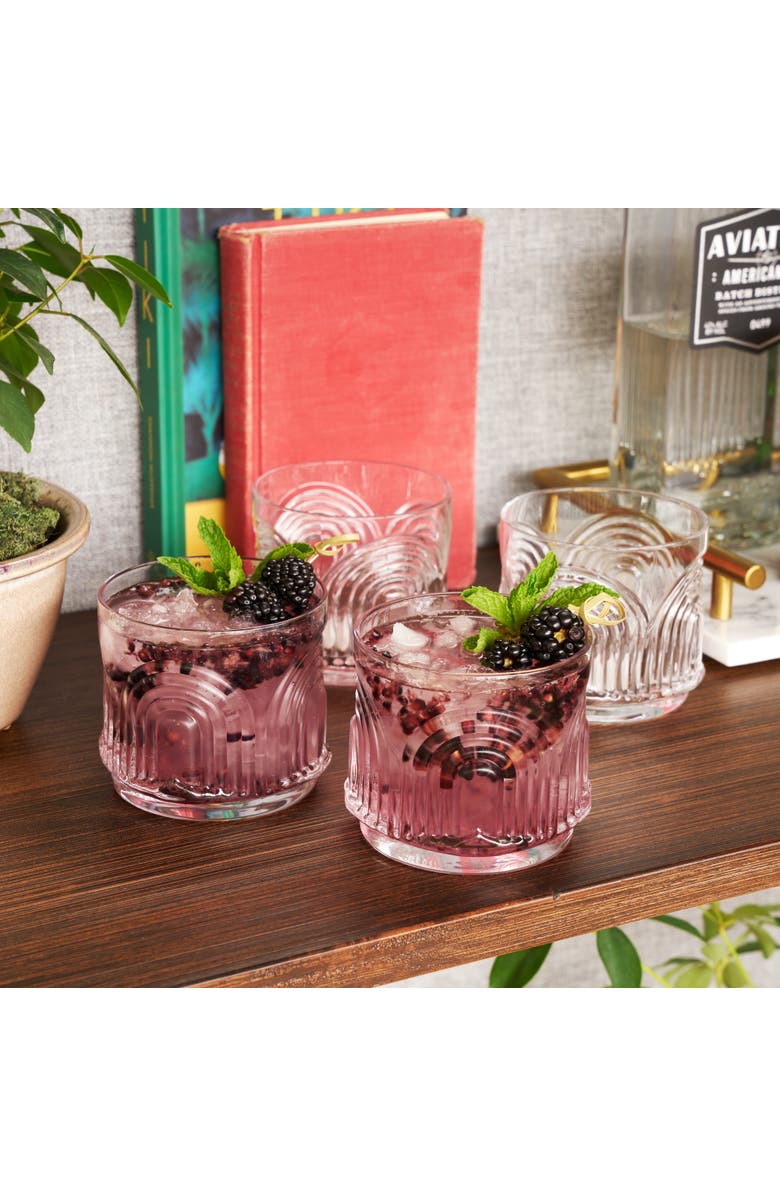 Viski Beau Crystal Lowball Tumblers Set of 4, Alternate, color, Clear