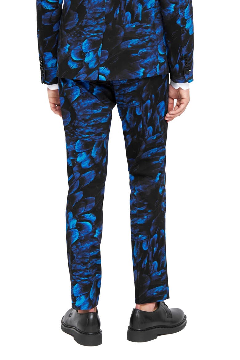 Heron Slim Fit Blue Floral Suit Trousers, Alternate, color, BLUE