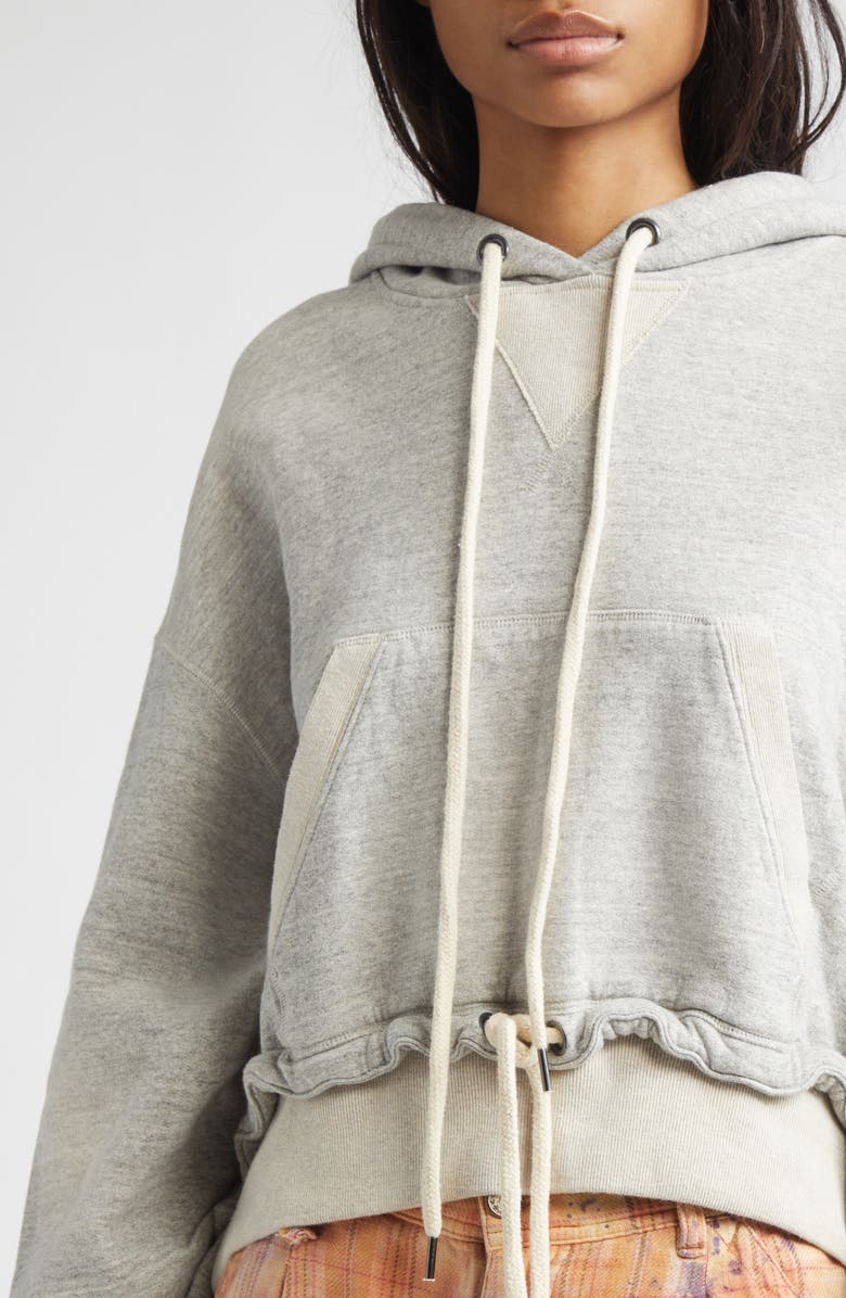 R13 Oversize Cinched Hem Hoodie, Alternate, color, Heather Grey W/ Oatmeal