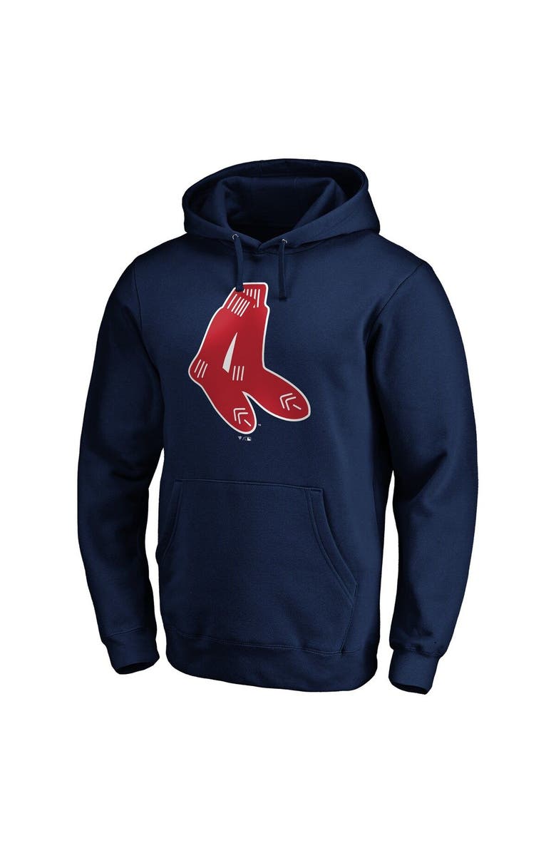 FANATICS Men's Fanatics Branded Navy Boston Red Sox Cooperstown Collection Huntington Logo Fitted Pullover Hoodie, Alternate, color, 