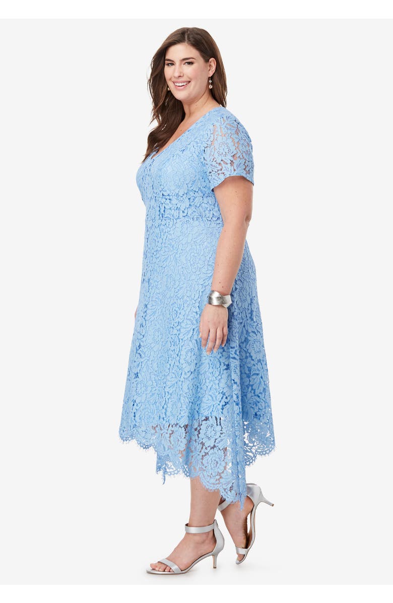 Jessica London Lace Handkerchief Dress, Alternate, color, Rich Burgundy