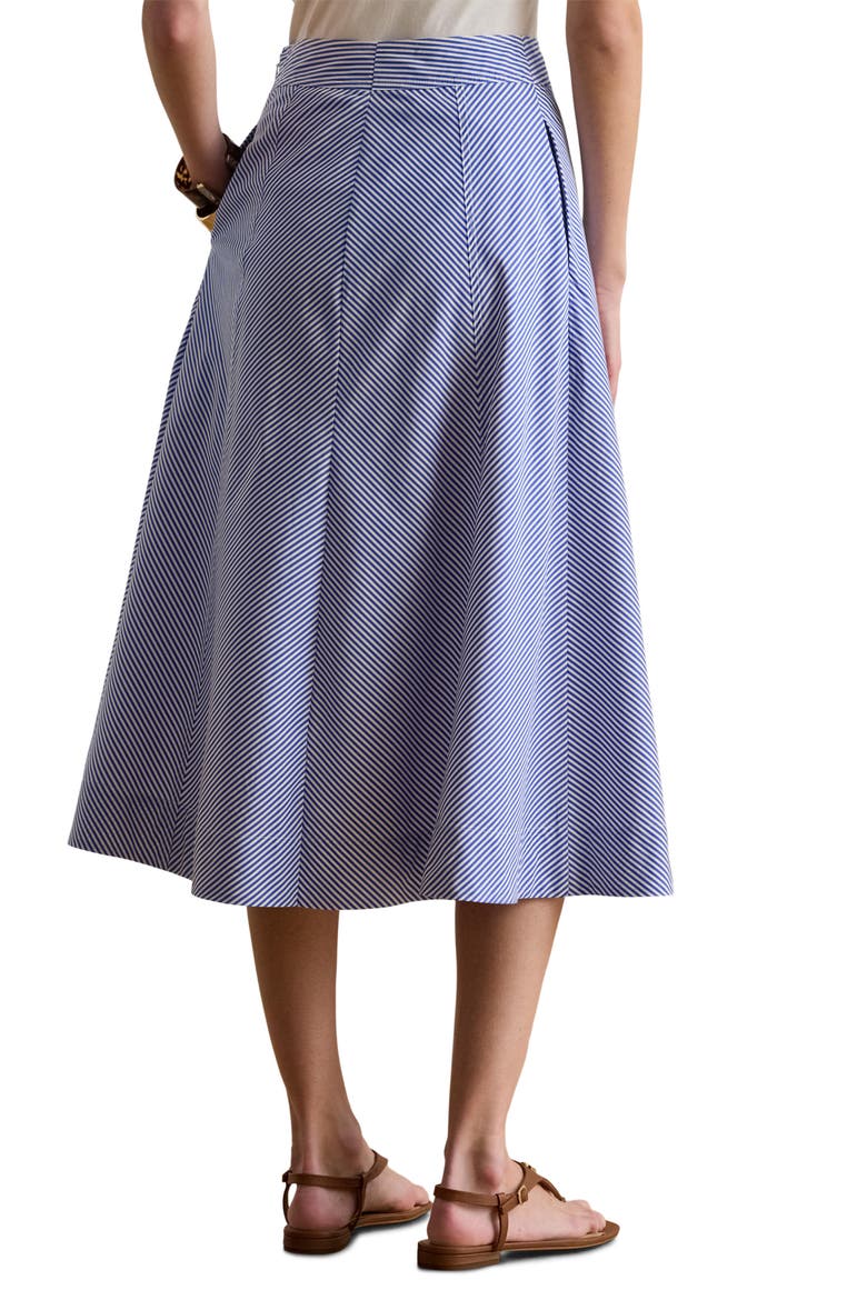 Striped Paneled Cotton Broadcloth Skirt, Alternate, color, BLUE/ WHITE