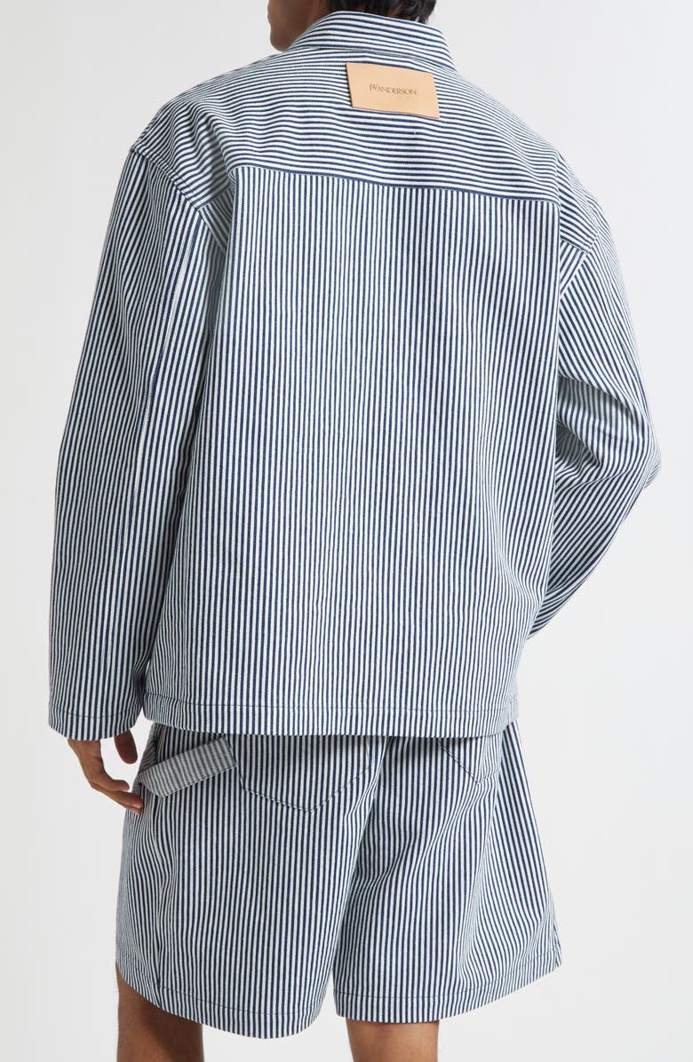 JW Anderson Stripe Patch Pocket Overshirt, Alternate, color, Off White/ Navy