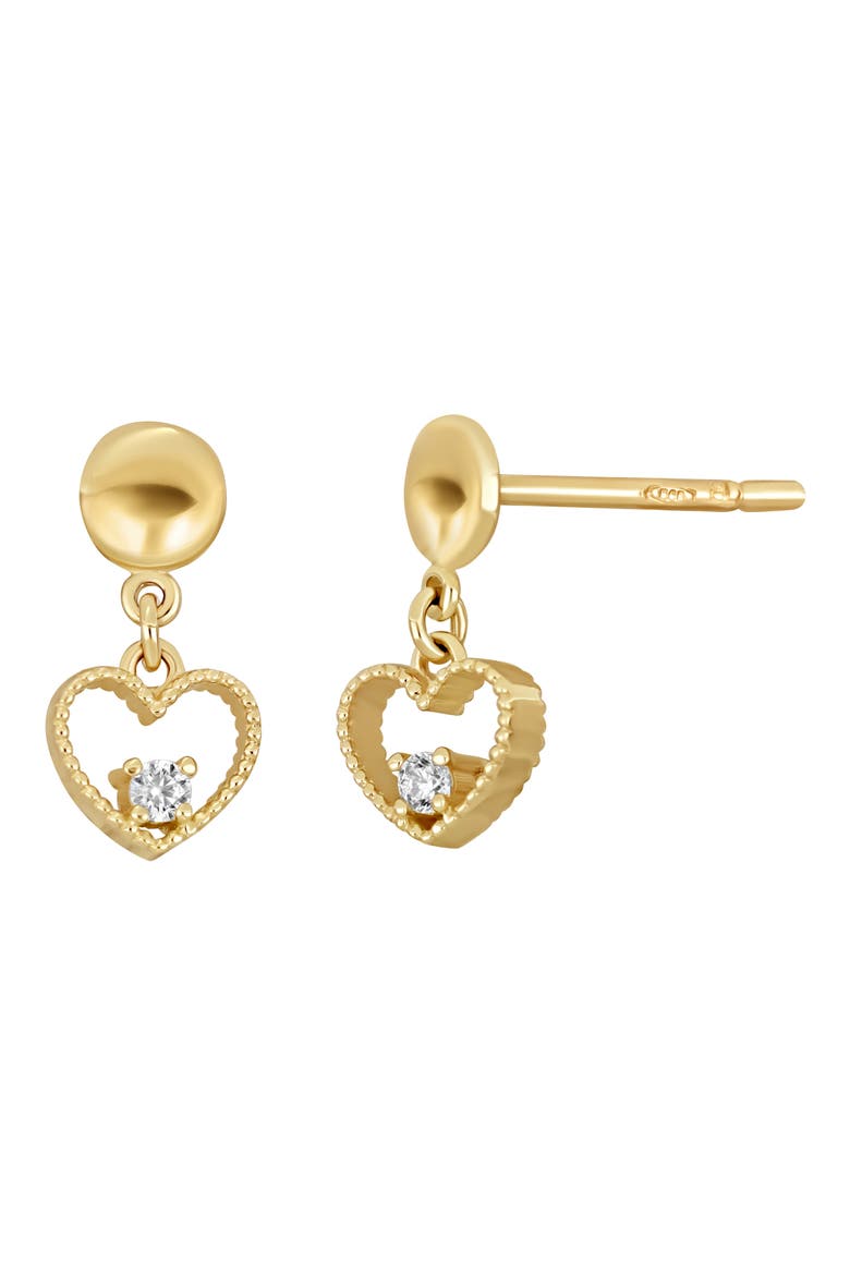 Icon 18K Yellow Gold Diamond Heart Drop Earrings, Main, color, GOLD