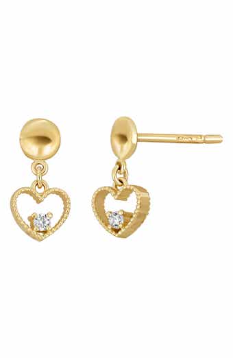 Icon 18K Yellow Gold Diamond Heart Drop Earrings