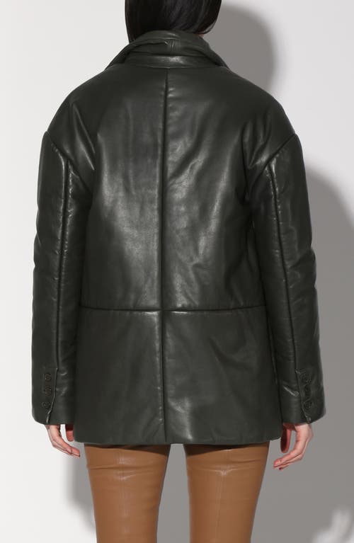 Walter Baker Camille Oversize Insulated Leather Jacket In Basil
