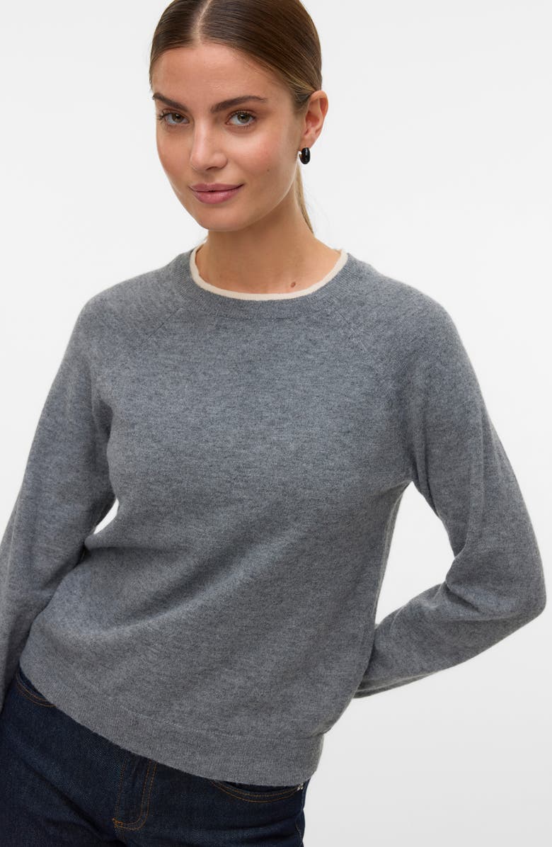 VERO MODA Wonderful Faux Layered Sweater, Alternate, color, Medium Grey Melange