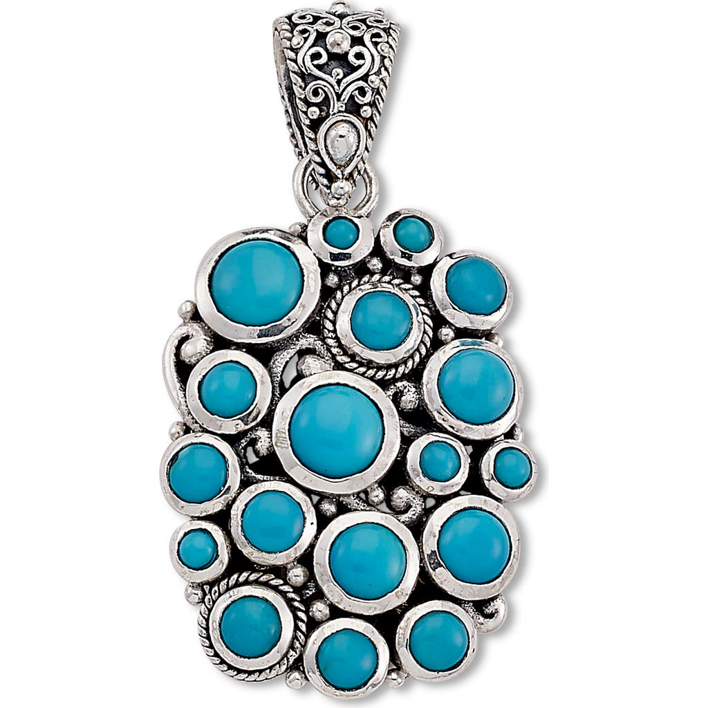 Samuel B. Silver 1.70 Ct. Tw. Sleeping Beauty Turquoise Cluster Pendant In Turquoise