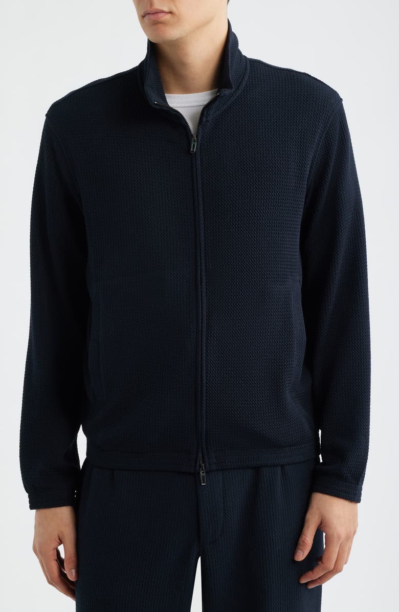 Emporio Armani Textured Knit Jacket, Alternate, color, Solid Blue Navy