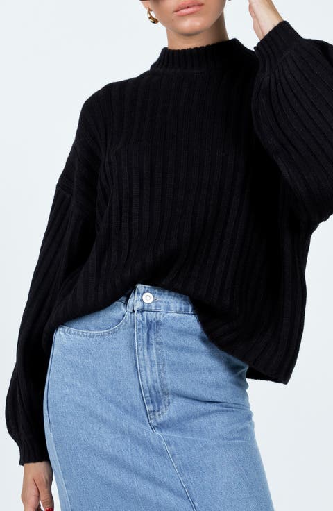 Innerbloom Mock Neck Oversize Rib Sweater