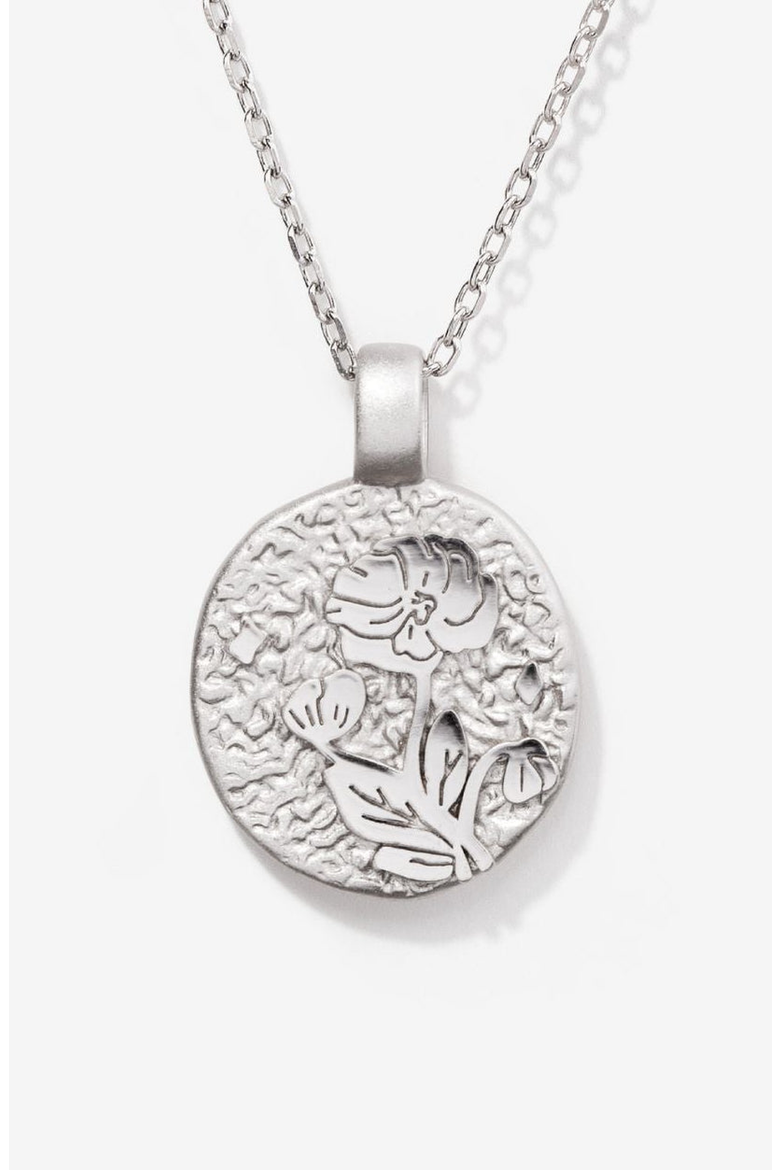 Silver Birth Flower Necklace, Main, color, Poppy August