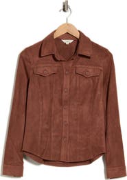 MAX STUDIO Faux Suede Button Front Shirt