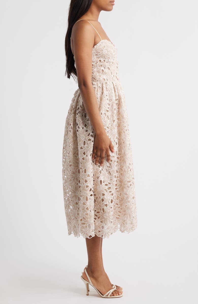 Lucy Paris Mona Lace Midi Dress, Alternate, color, Beige