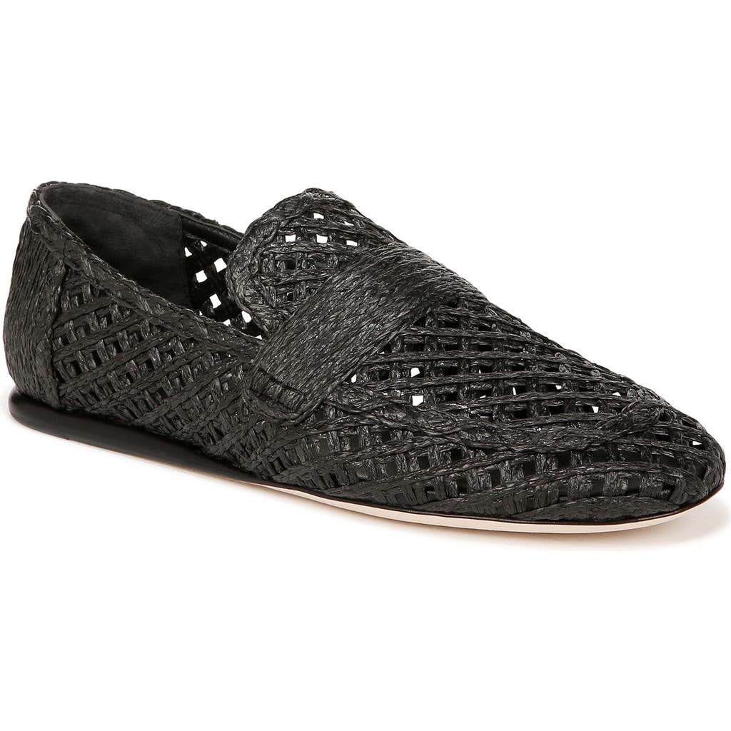 Vince Women's Davis Raffia Loafer Flats In Black
