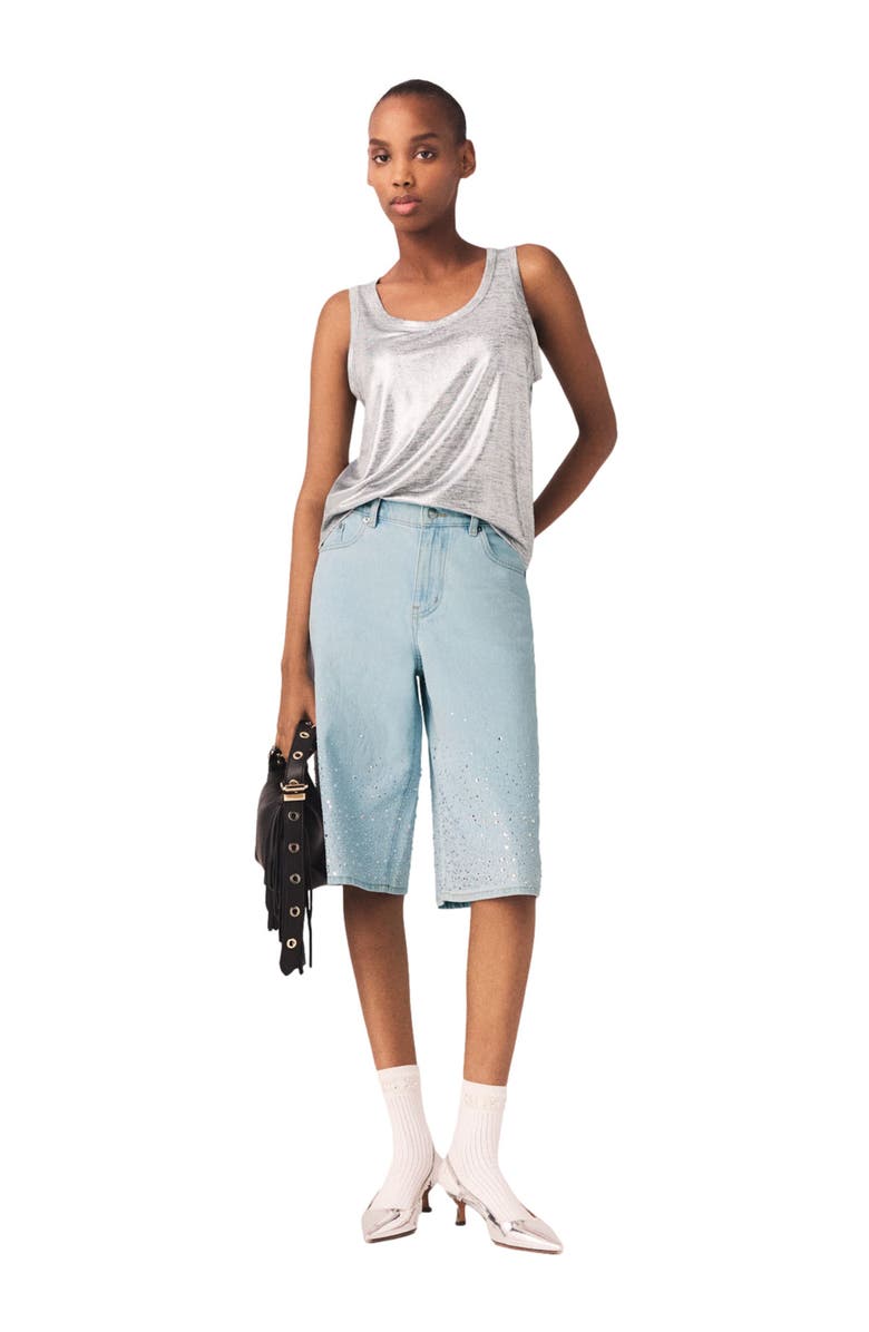 maje Metallic tank top, Alternate, color, Silver