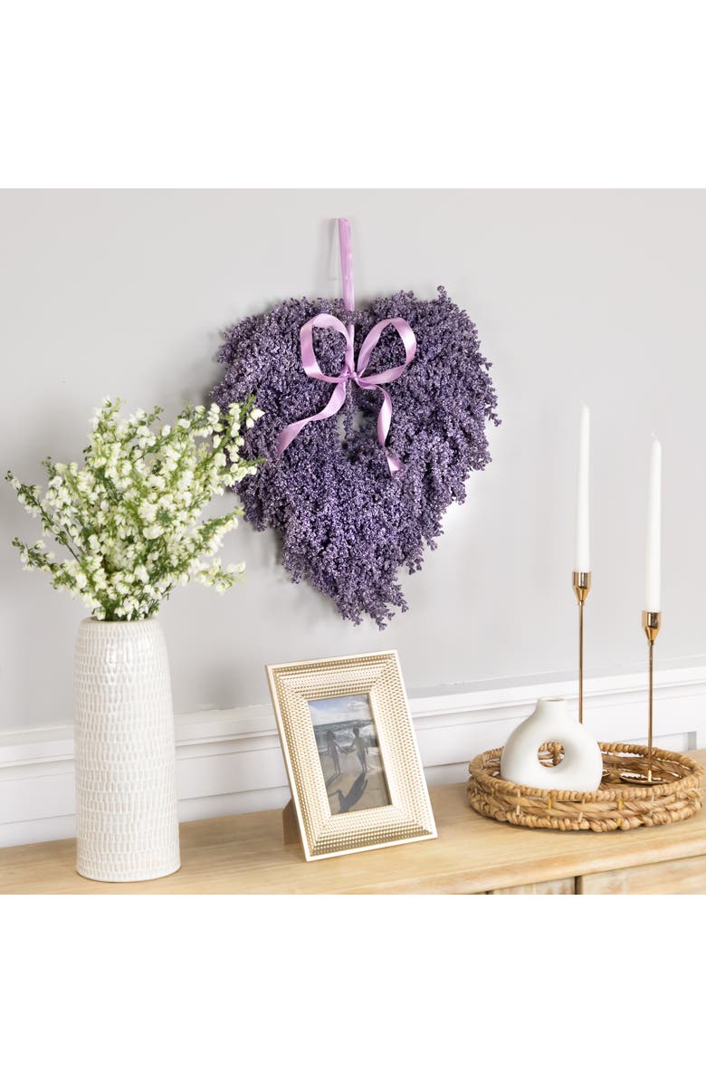 Northlight Artificial Lavender Heart Spring Wreath - 17.5", Alternate, color, 