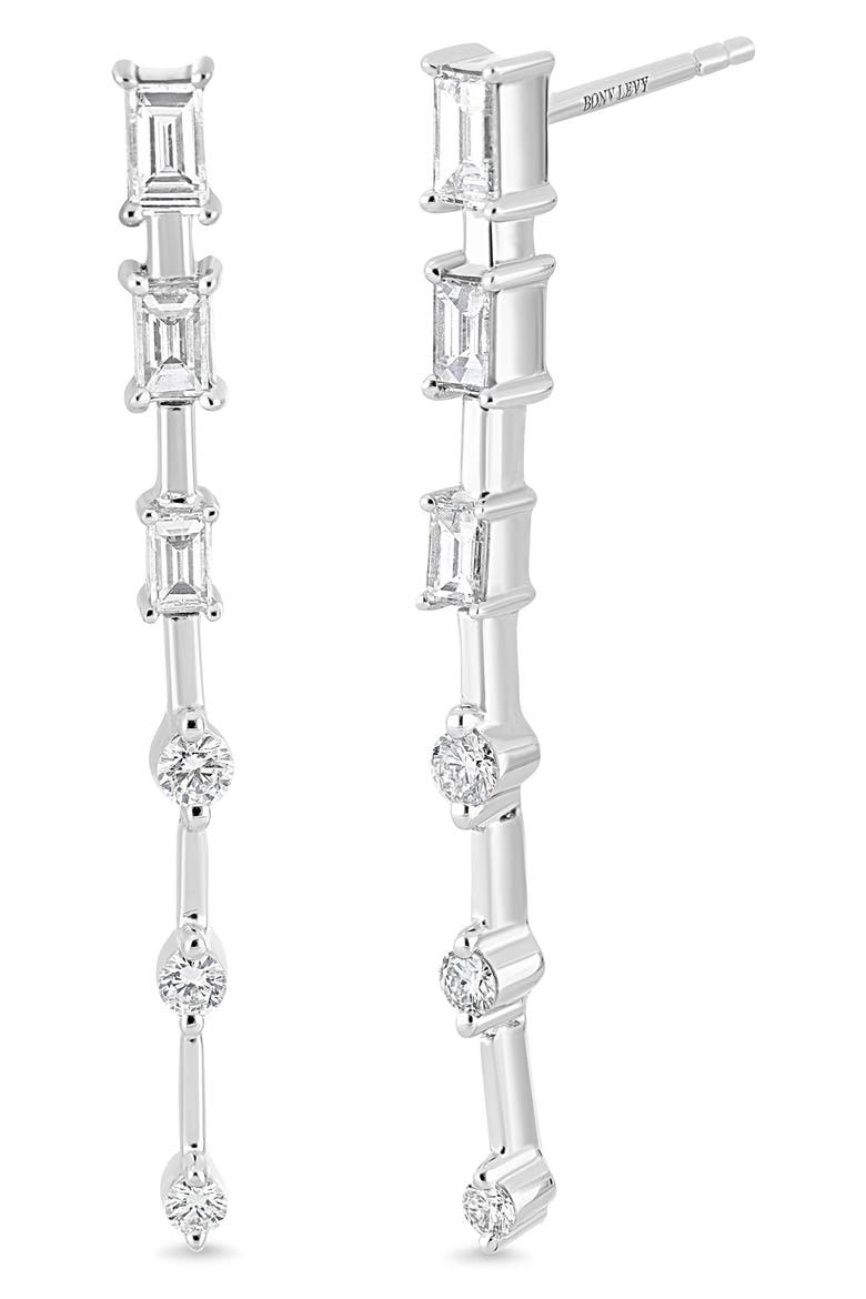 18K Gold Gatsby Diamond Linear Drop Earrings (Online Trunk Show), Main, color, WHITE