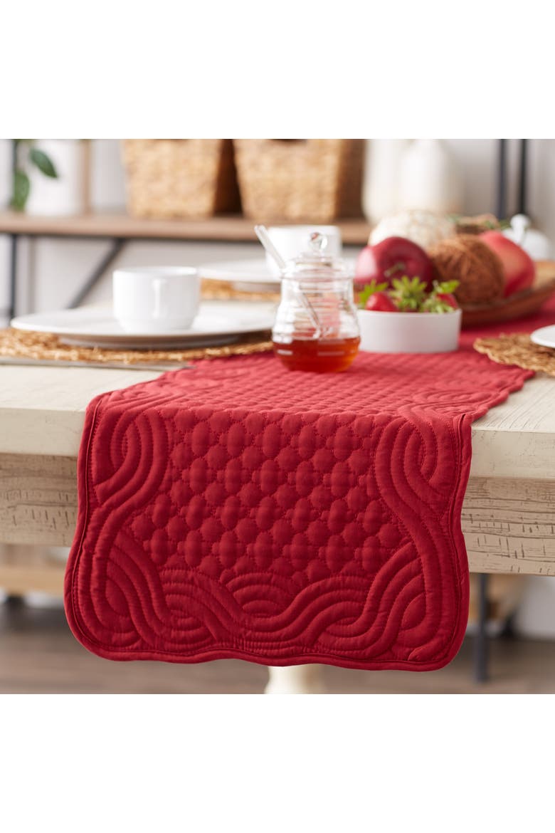 Cranberry Quilted Farmhouse Table Runner, Alternate, color, Cranberry