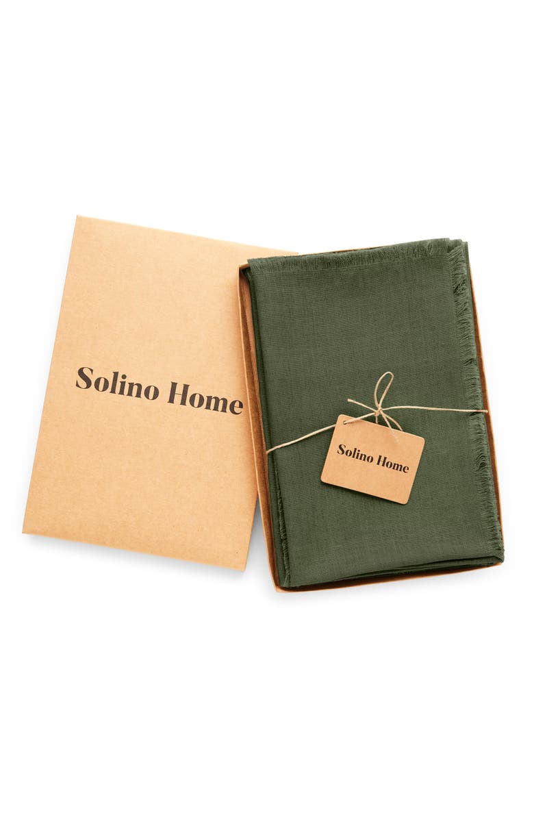 Solino Home Linen Dinner Napkins - Fringe, 20" x 20" Inch, Alternate, color, Desert Green