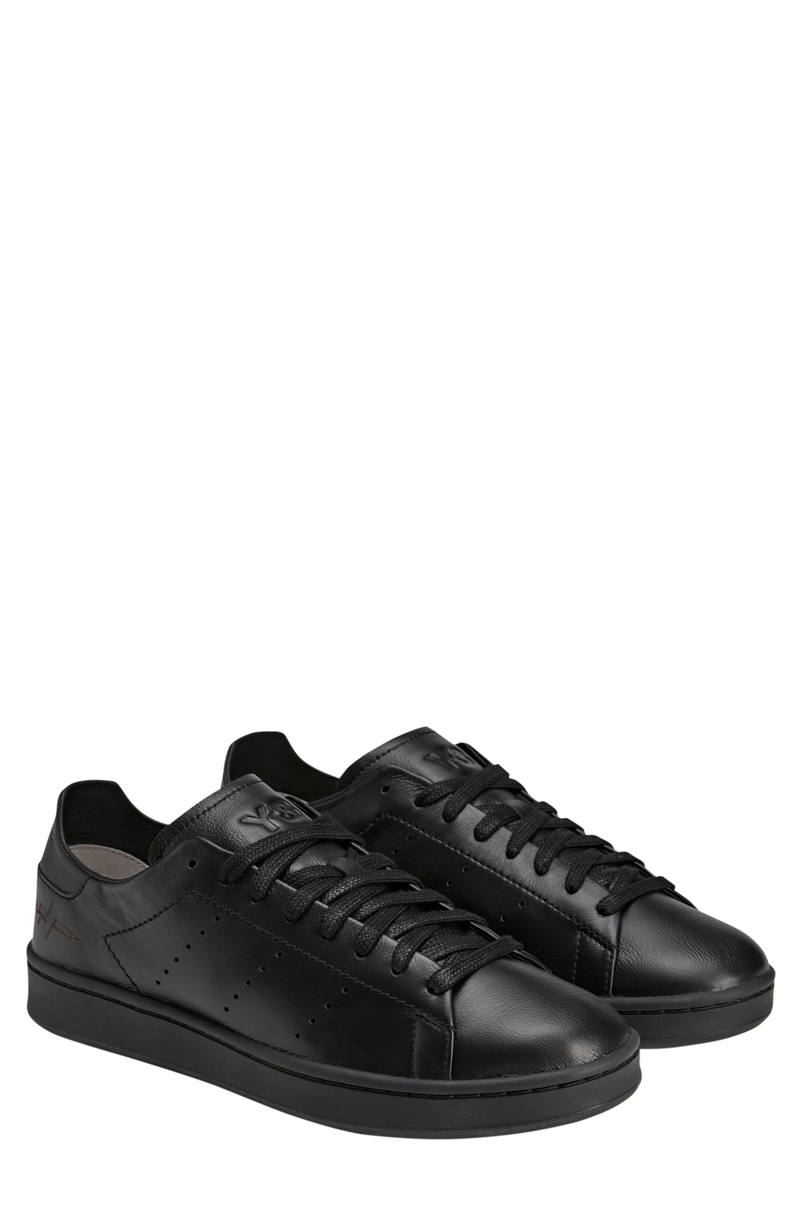 Y-3 Stan Smith Leather Sneaker, Main, color, BLACK