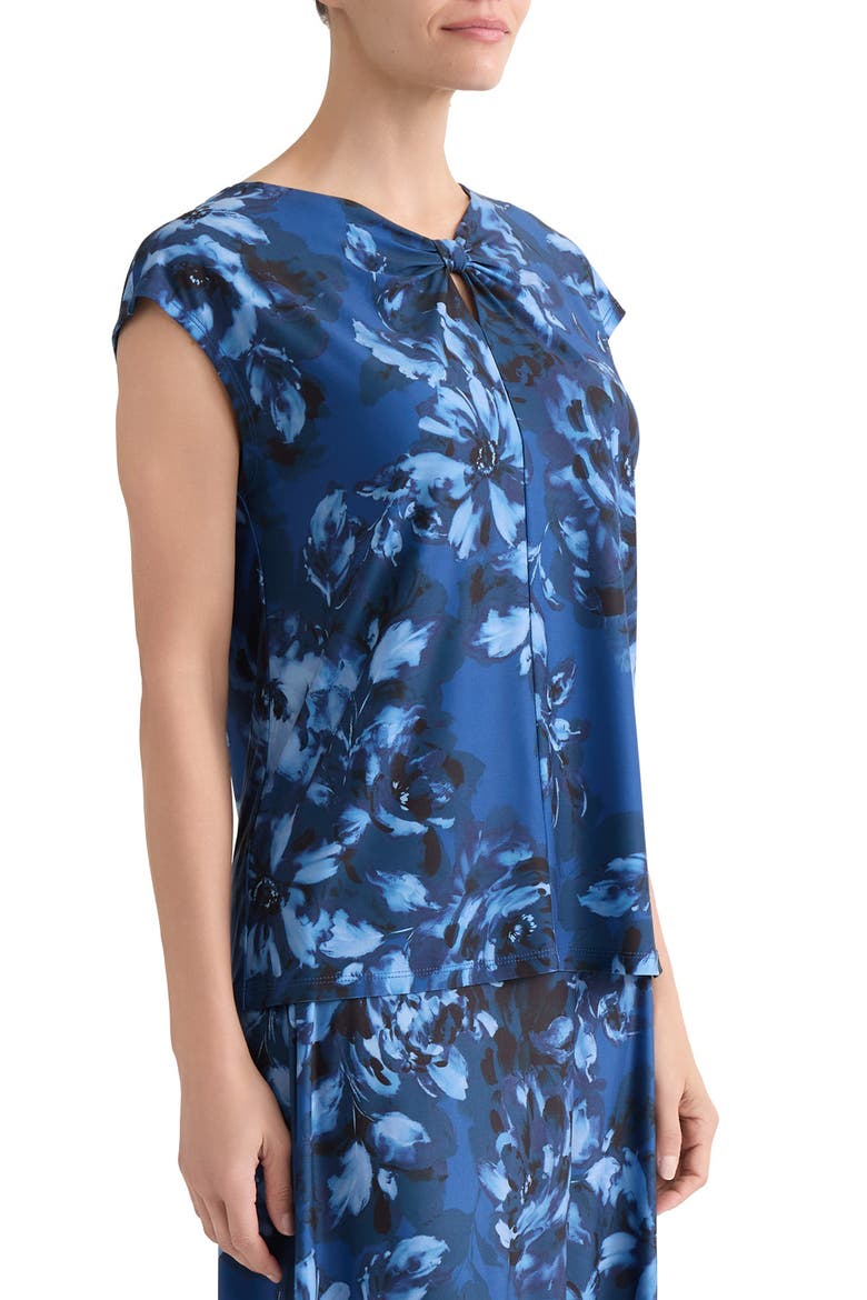 Floral Print Knit Keyhole Bow Top, Alternate, color, BLUE NIGHT MULTI
