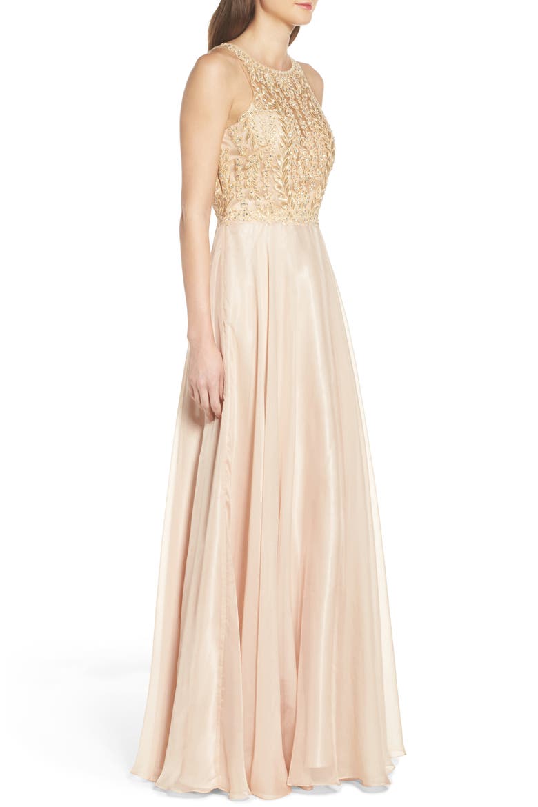 Sean Collecion Embellished Gown, Alternate, color, CHAMPAGNE