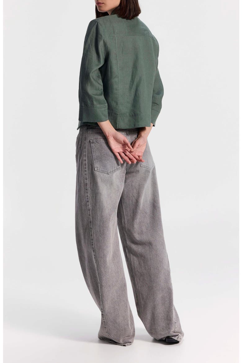 Cropped Linen Jacket, Alternate, color, Green