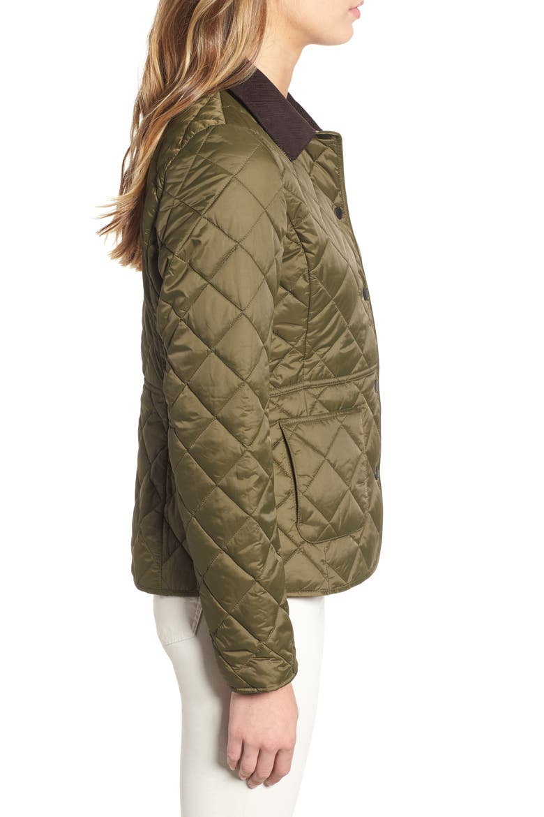 Deveron Diamond Quilted Jacket, Alternate, color, OLIVE/ PALE PINK