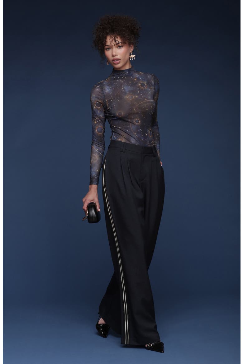 High Waist Wide Leg Pants, Alternate, color, HEATHER NAVY