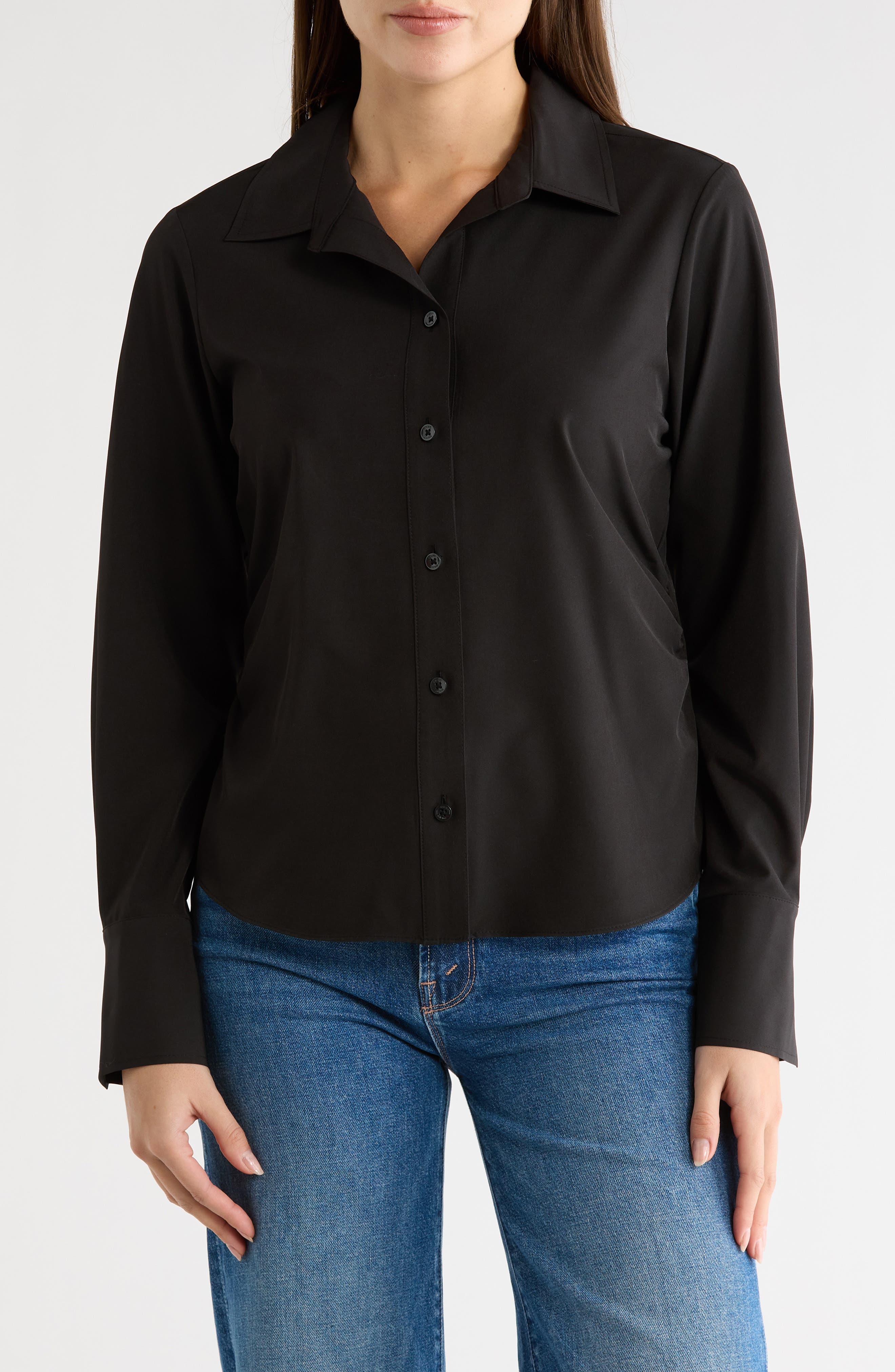 DKNY Everyday Stretch Long Sleeve Button-Up Shirt