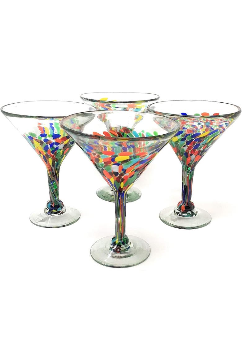 Confetti Carmen Design Modern Margarita Glasses - Set of 4, Main, color, Confetti