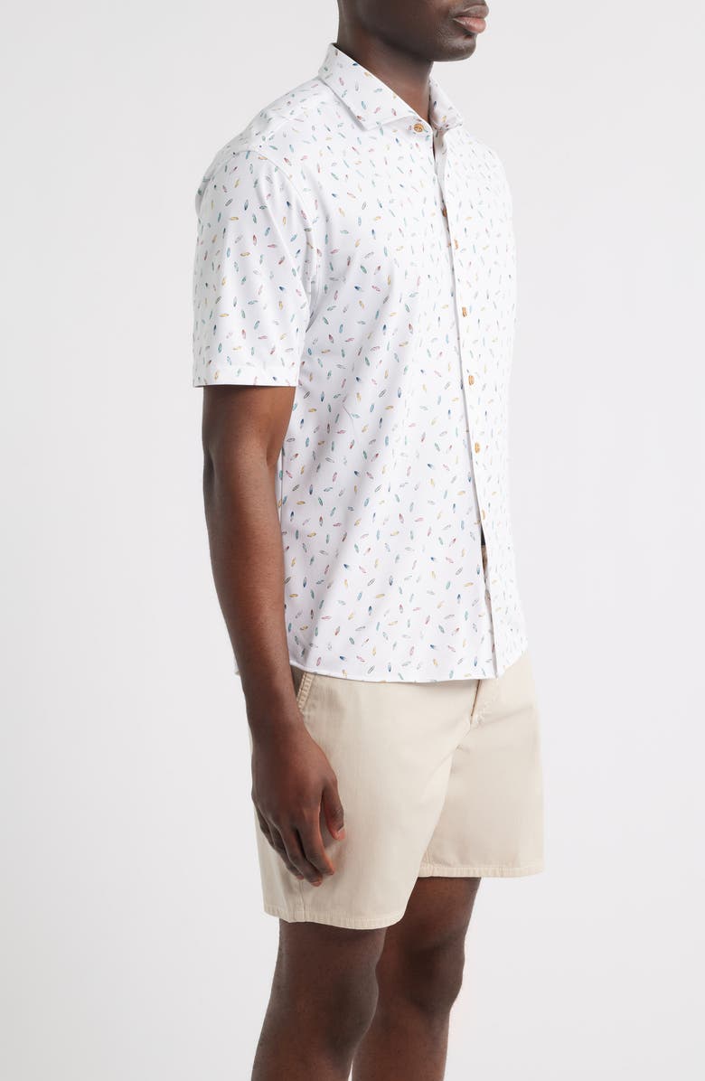 johnnie-O Shortboard Knit Short Sleeve Button-Up Shirt, Alternate, color, White