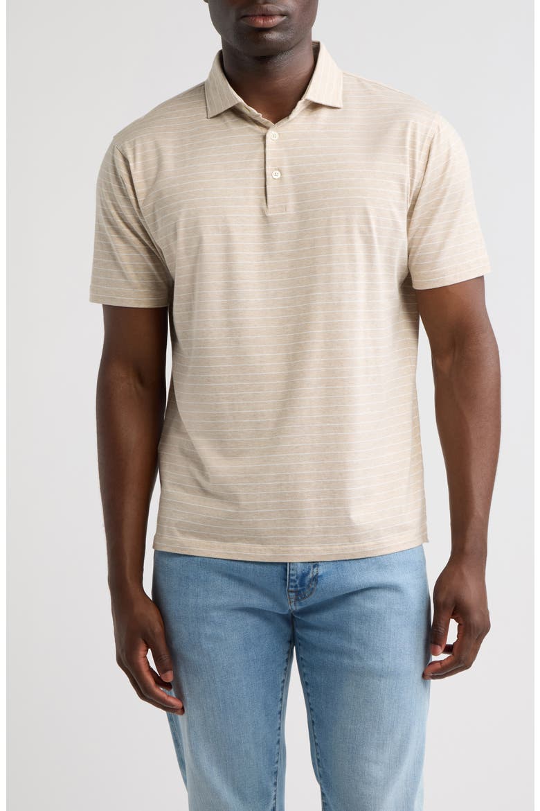 Crown Crafted Excursionist Flex Pinstripe Polo, Main, color, TRUFFLE