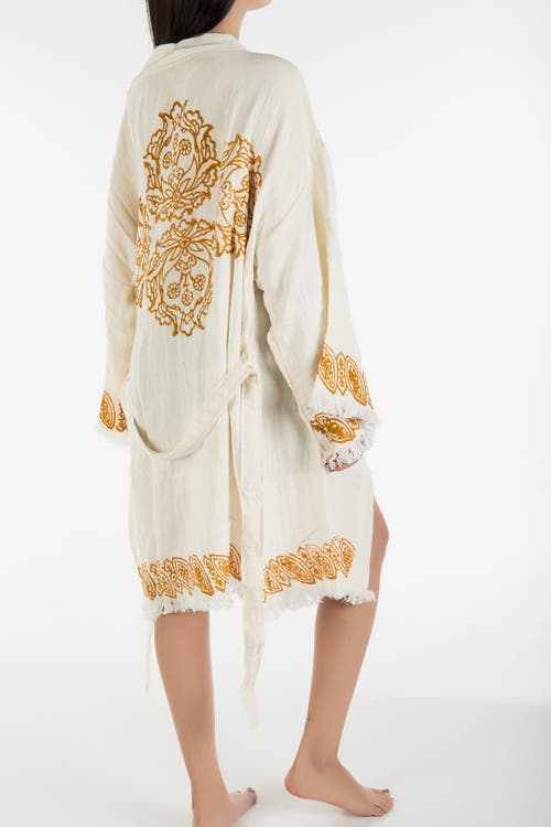 Forever & Always Shoes Romy Handmade Cotton Boho Kimono In Off-white