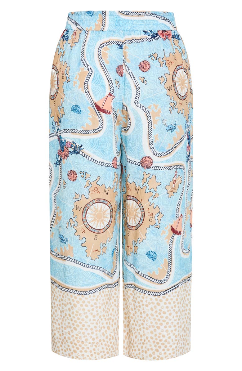 City Chic Postcard Print Pants, Alternate, color, Voyage Print