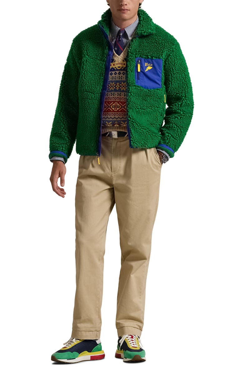 Polo Ralph Lauren Shaggy High Pile Fleece Jacket, Alternate, color, Athletic Green