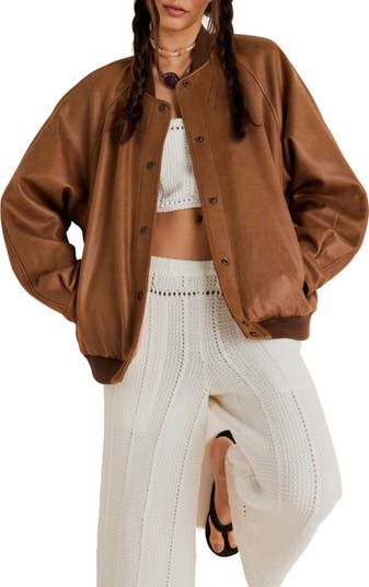 Faux Leather Jacket free people small brown online