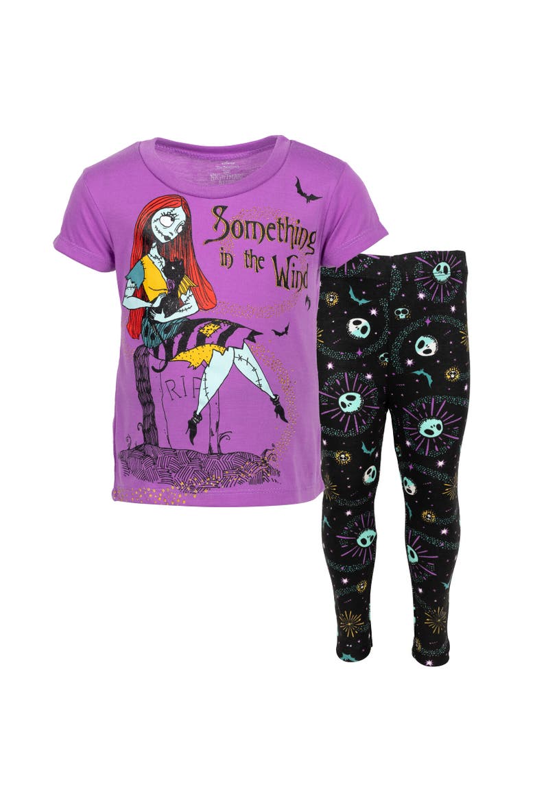 Nightmare Before Christmas Sally T-Shirt & Leggings Set, Main, color, Purple / Black