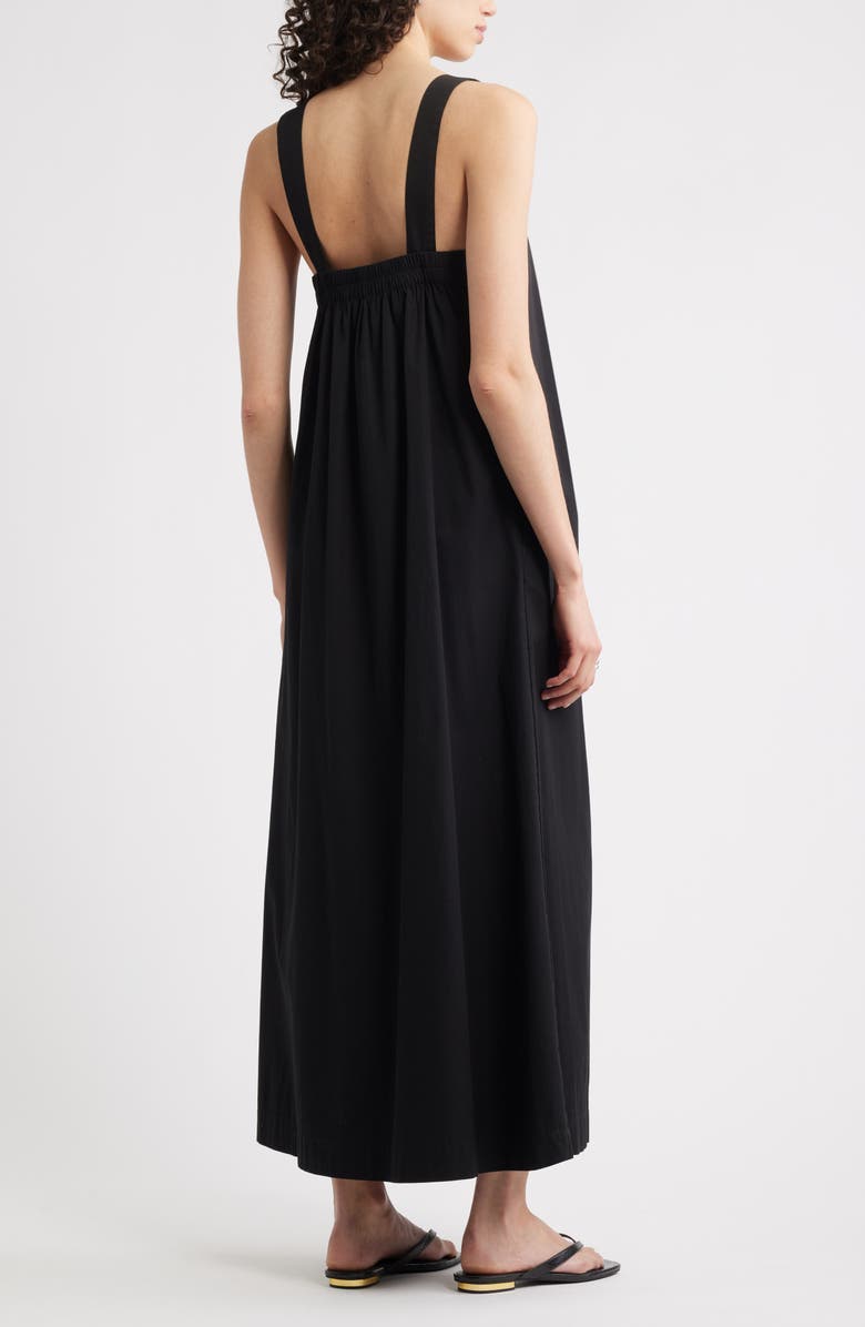 Nordstrom Pleated Sleeveless Poplin Maxi Dress, Alternate, color, Black