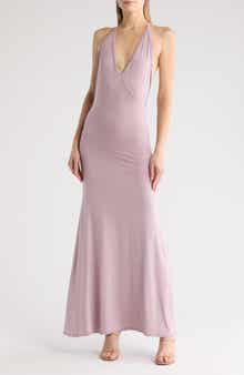 GO COUTURE Plunge Neck Maxi Dress