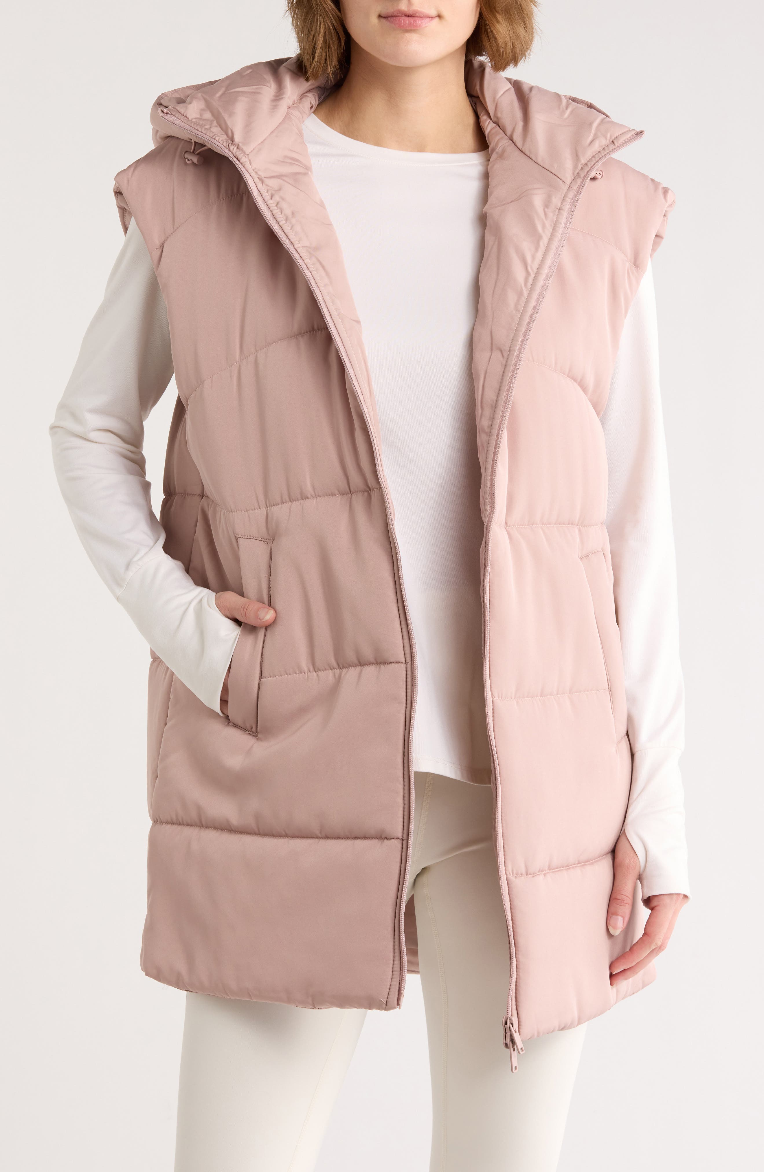 Z by Zella Hooded Long Quilted Vest