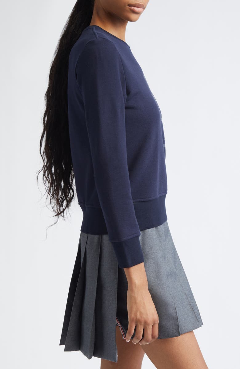 Thom Browne Satin Stitch Embroidered Cotton, Alternate, color, Navy