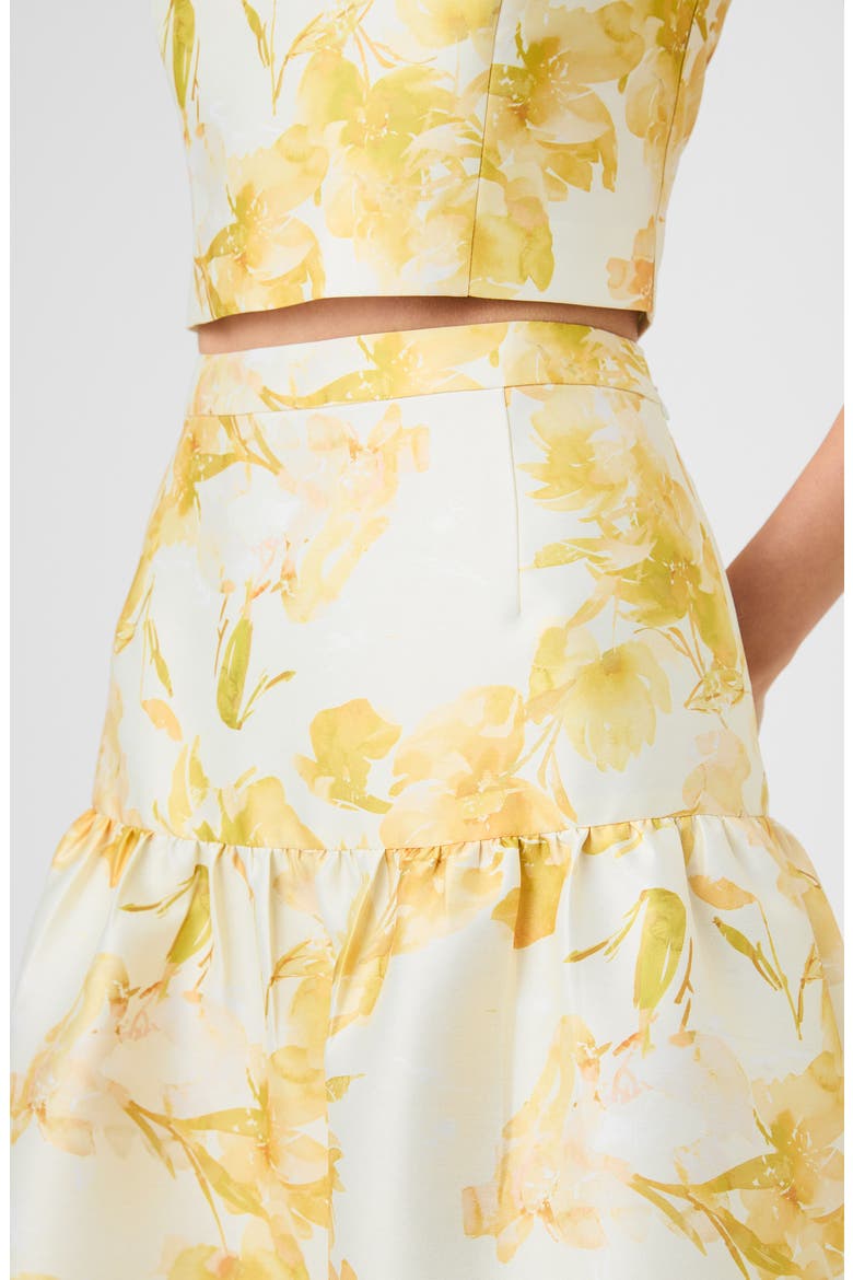 Sophie Floral Structured Taffeta Midi Skirt, Alternate, color, DAISY YELLOW SOPHIE FLOWER