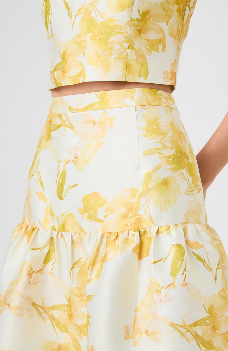 French Connection Sophie Floral Structured Taffeta Midi Skirt, Alternate, color, 