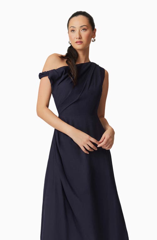 Elliatt Kara One-shoulder Midi Dress In Navy