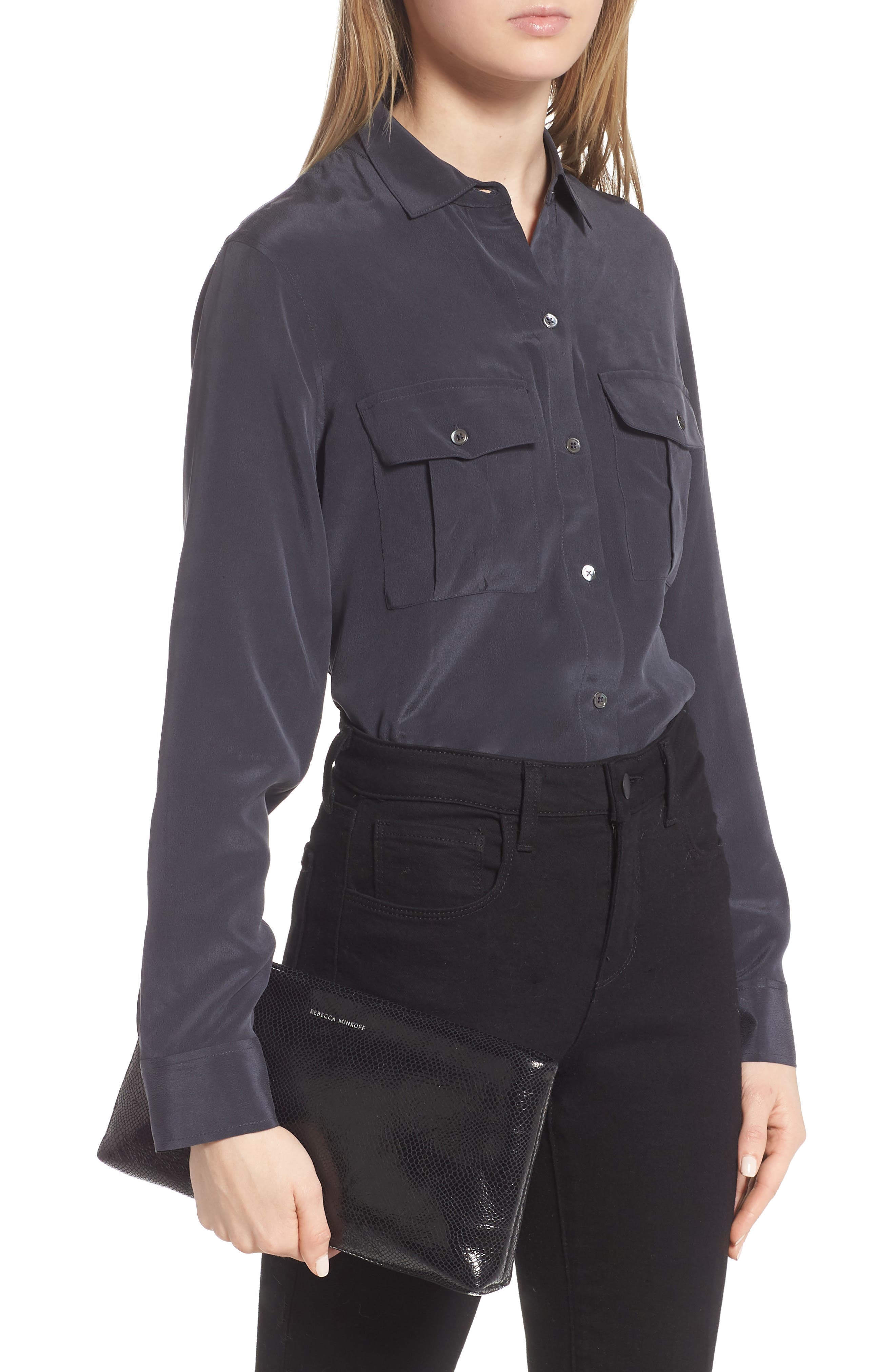 Rebecca Minkoff Leather Zip Clutch, Alternate, color, 