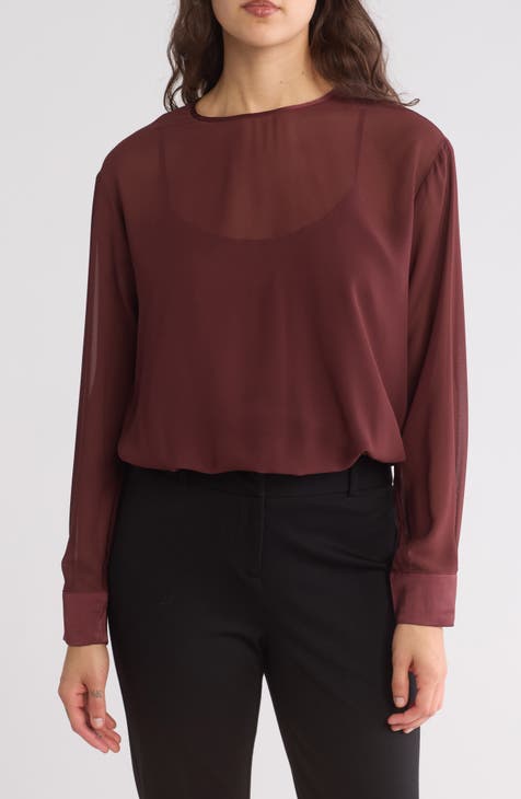 Crewneck Long Sleeve Bubble Hem Top