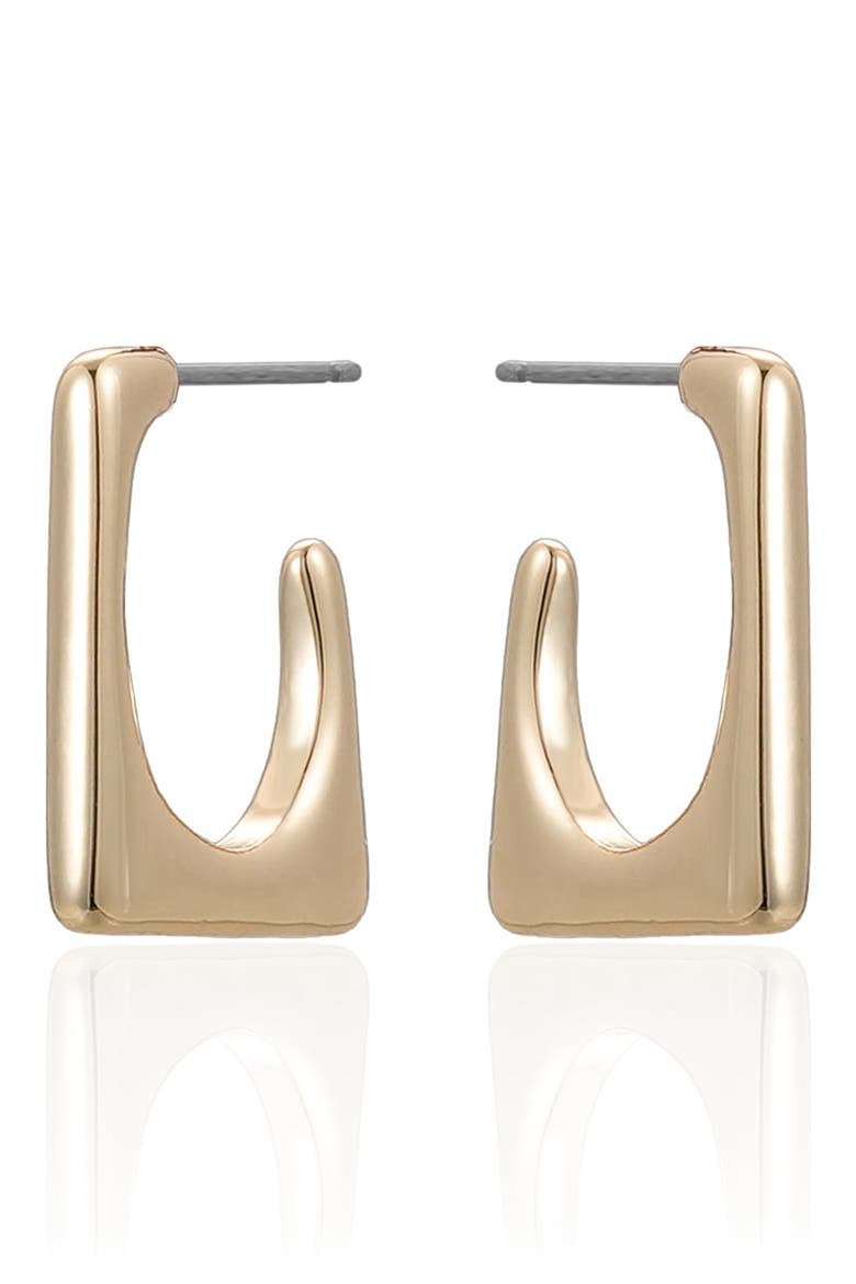 Geometric Hoop Earrings, Alternate, color, GOLD