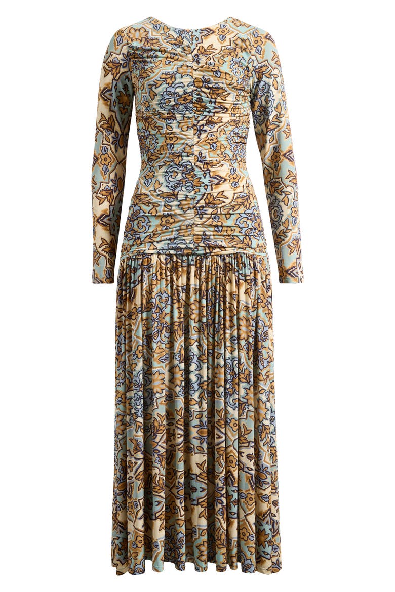Winter Tapestry Long Sleeve A-Line Dress, Alternate, color, BLUE