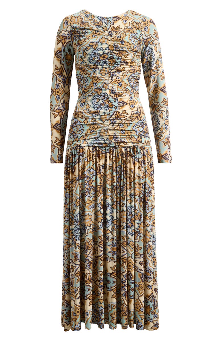 FARM Rio Winter Tapestry Long Sleeve A-Line Dress, Alternate, color, Blue